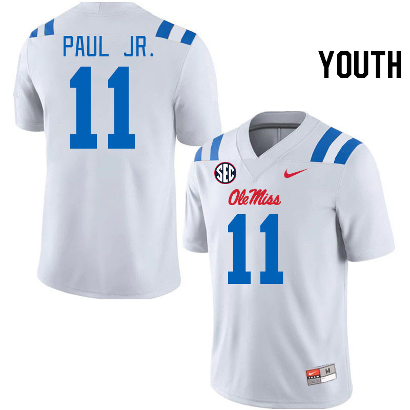 Youth #11 Chris Paul Jr. Ole Miss Rebels 2024 New Uniforms College Football Jerseys Stitched-White